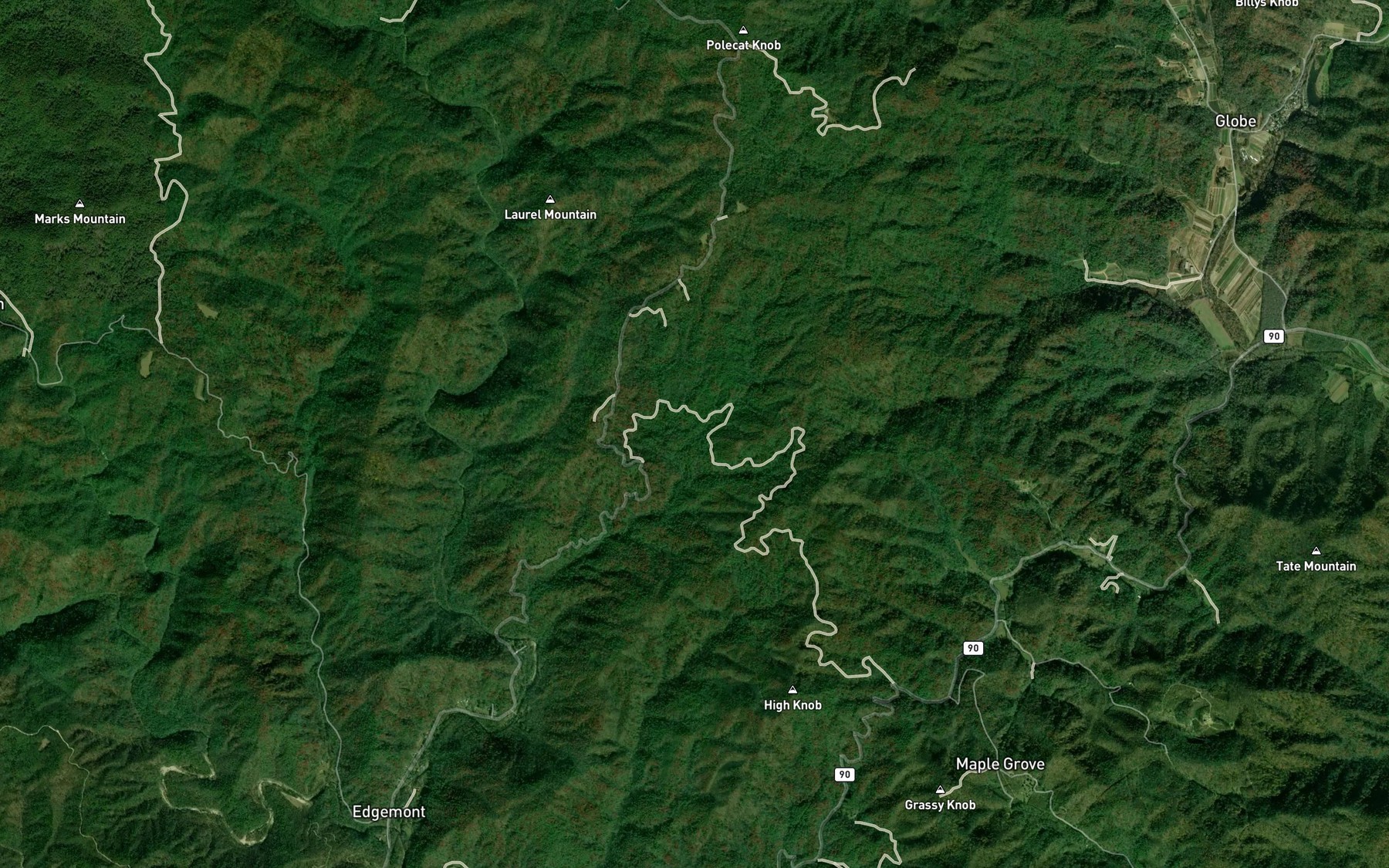 Satellite map of the Poplar Spring Branch