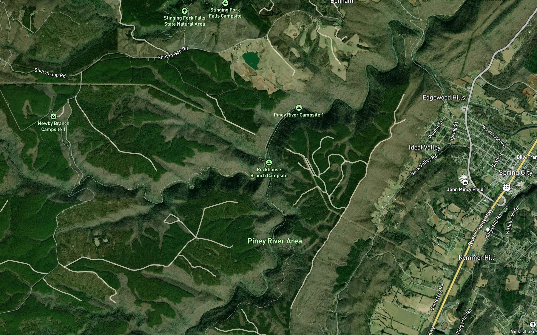 Satellite map of the Duskin Creek