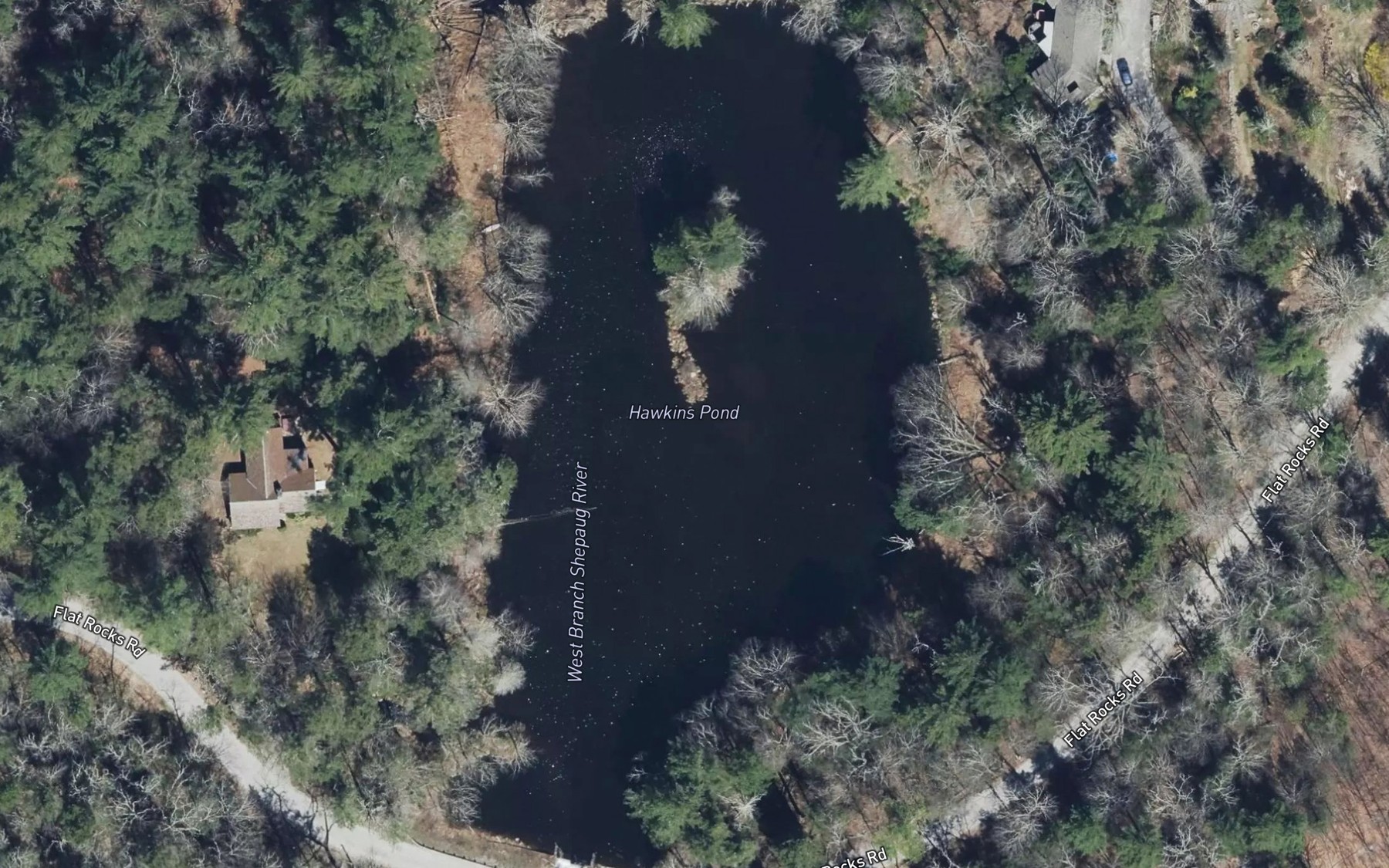 Satellite map of the Hawkins Pond