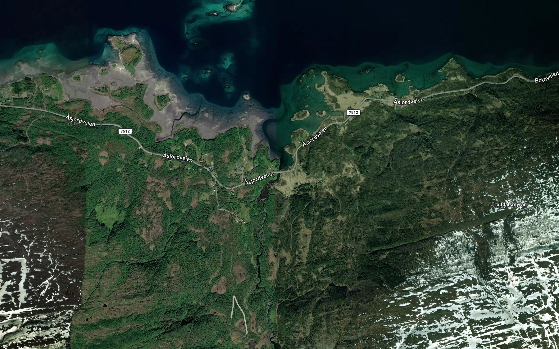 Satellite map of the Asjordelva