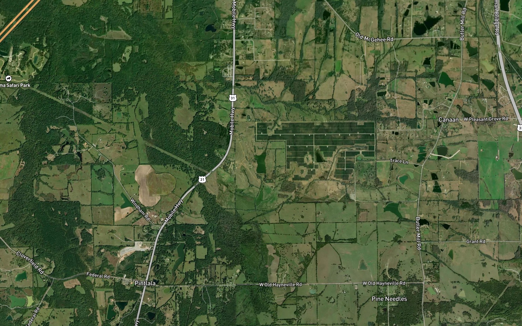 Satellite map of the Lassiter Lake