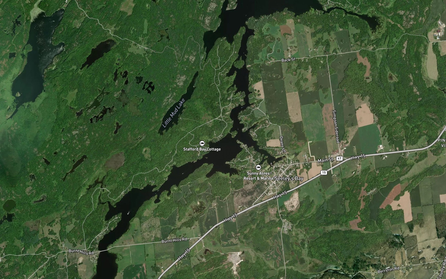 Satellite map of the Staffords Bay