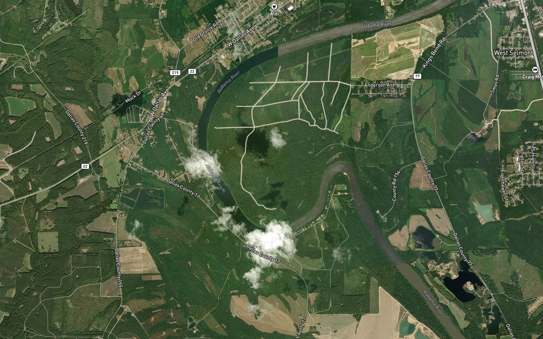Satellite map of the Kings Bend
