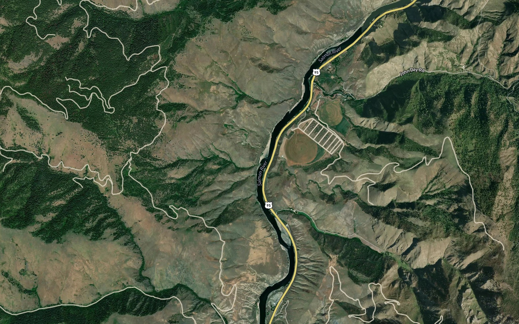 Satellite map of the Poodle Creek