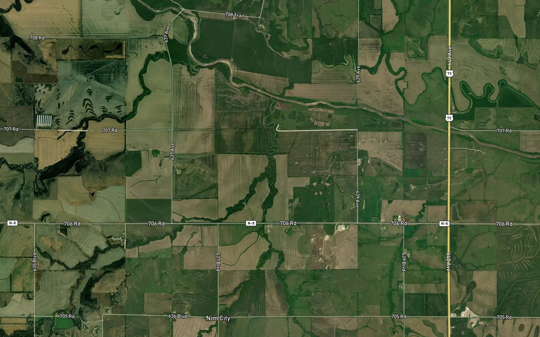 Satellite map of the Easly Creek