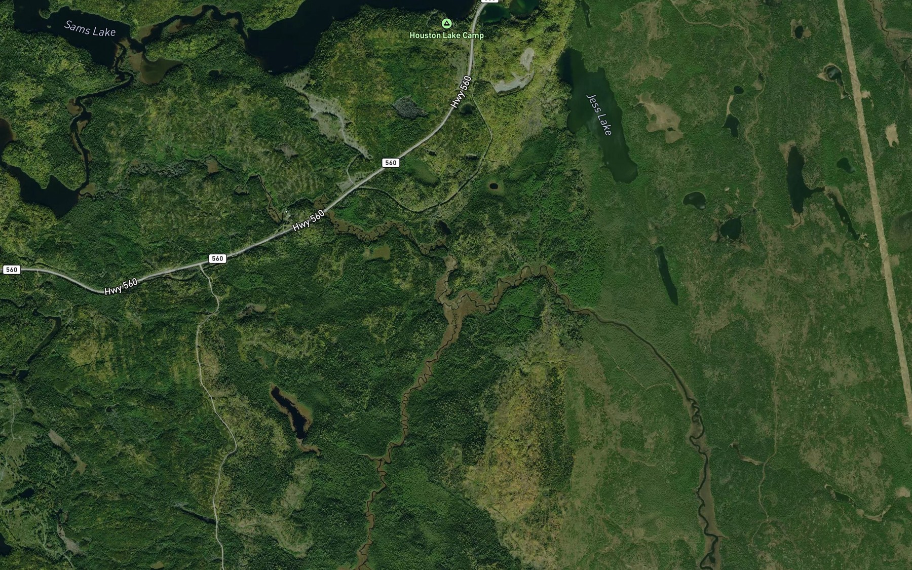 Satellite map of the Sulphide Creek