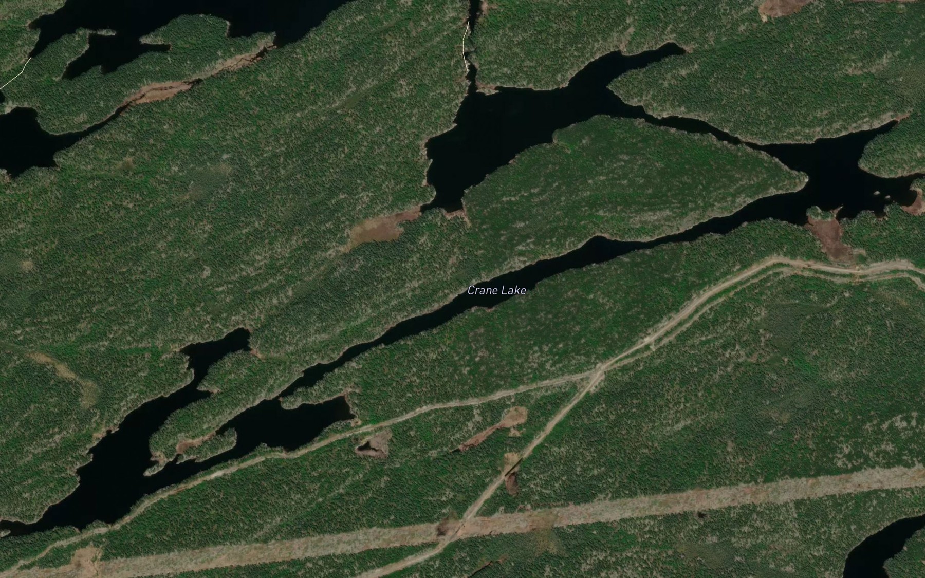 Satellite map of the Crane Lake