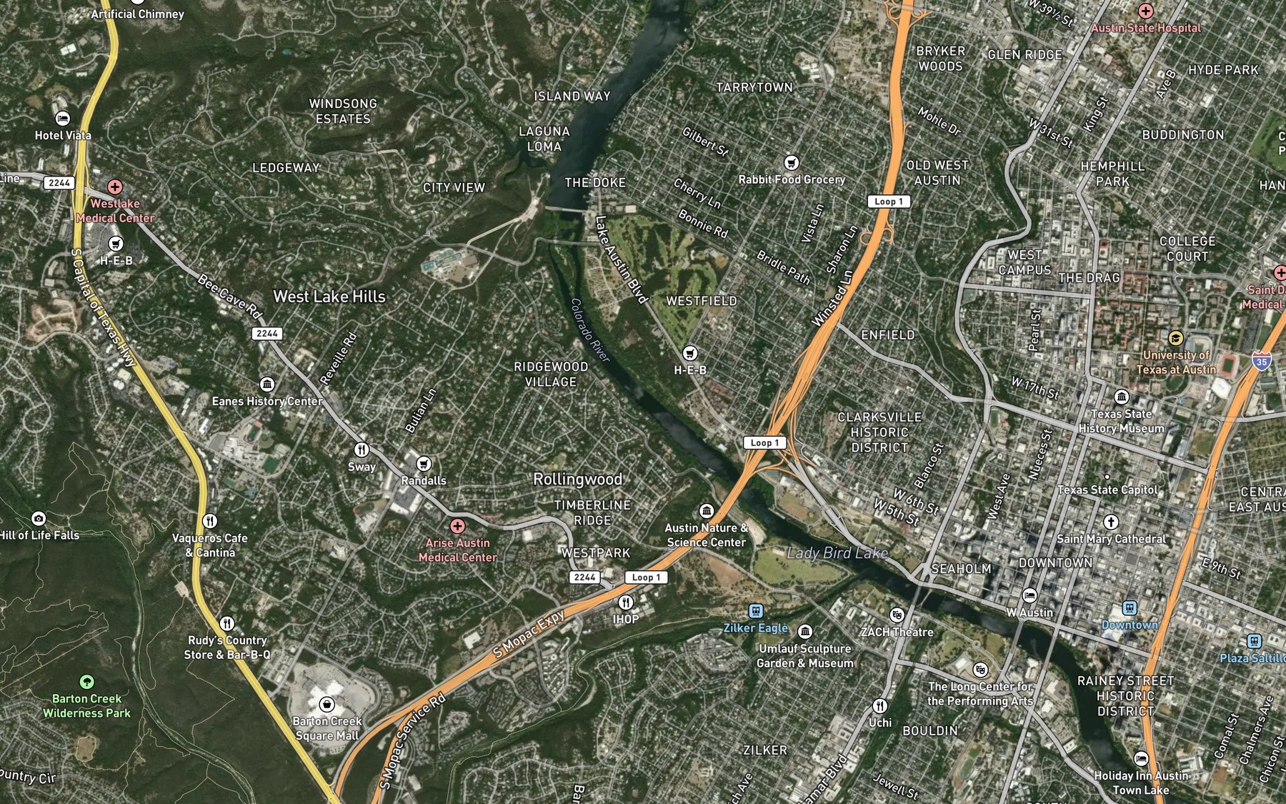 Satellite map of the Deep Eddy Spring
