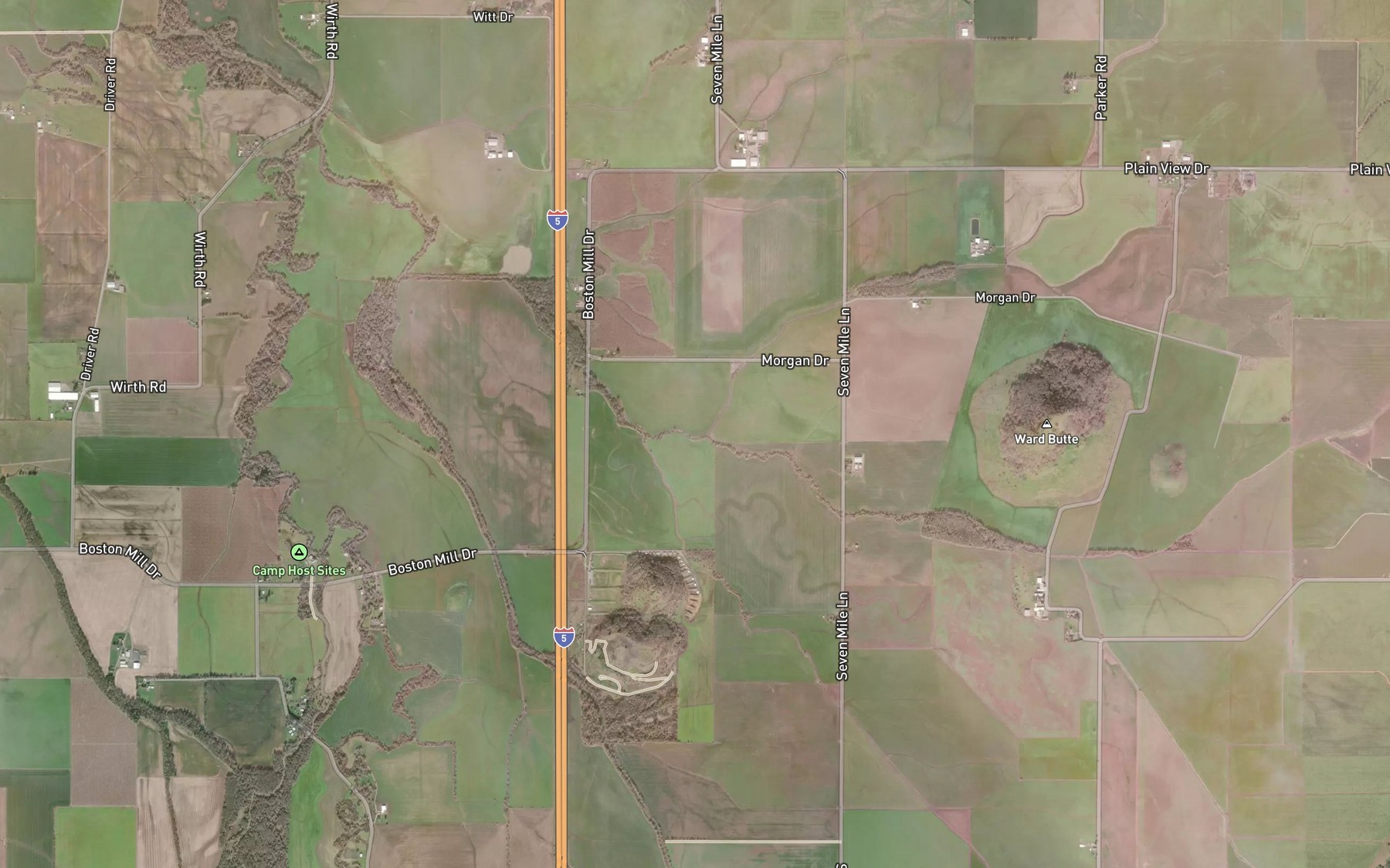 Satellite map of the Plainview Creek