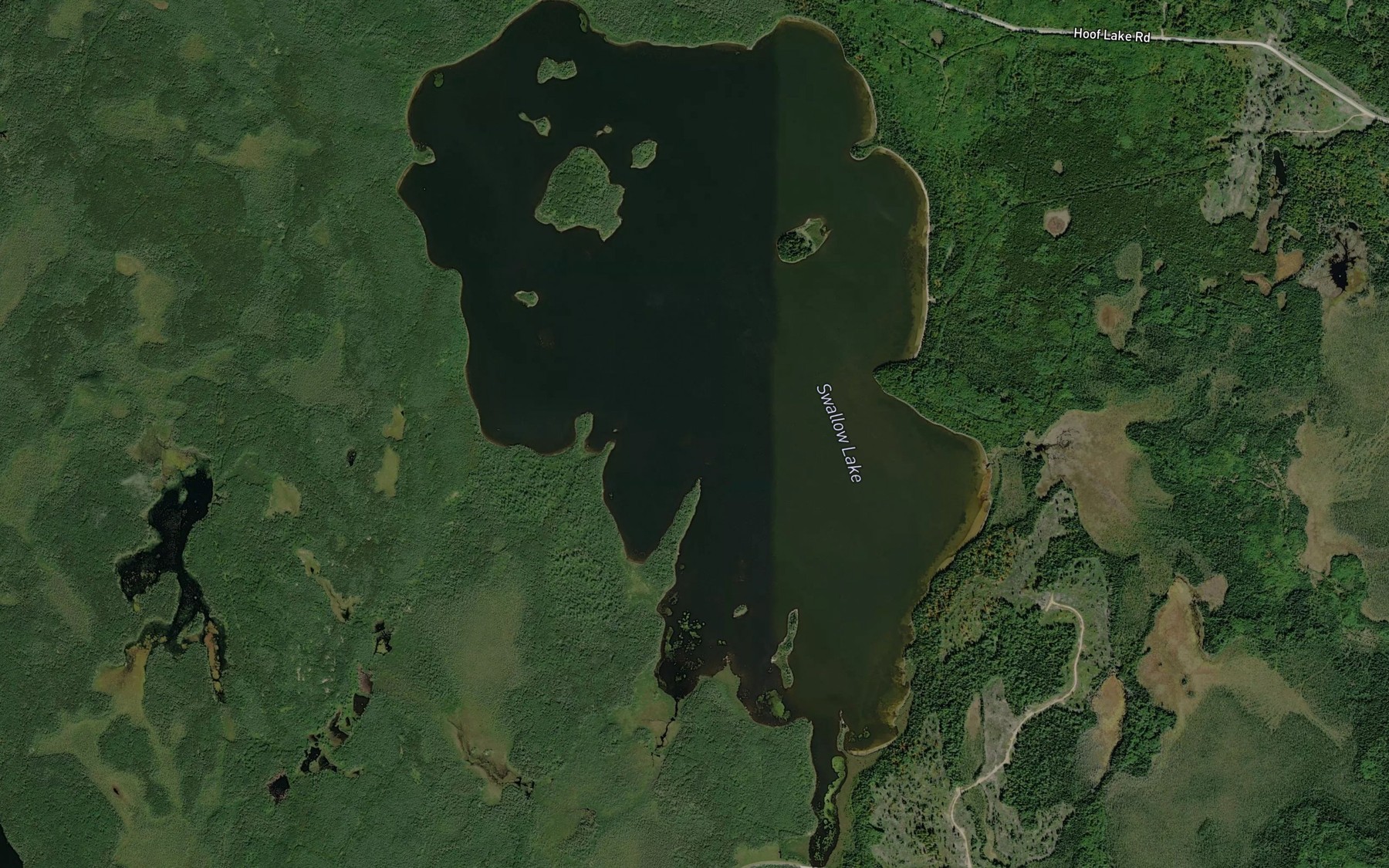 Satellite map of the Swallow Lake