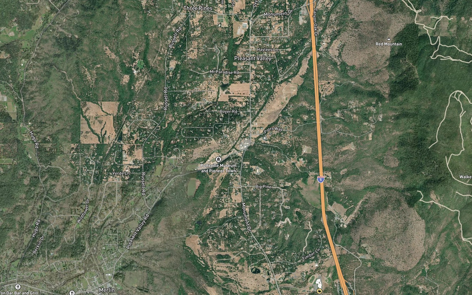 Satellite map of the Schoolhouse Creek