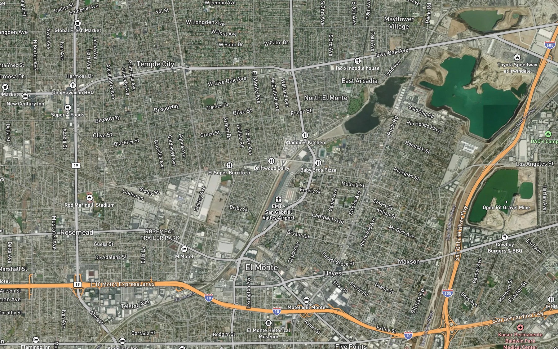 Satellite map of the Arcadia Wash