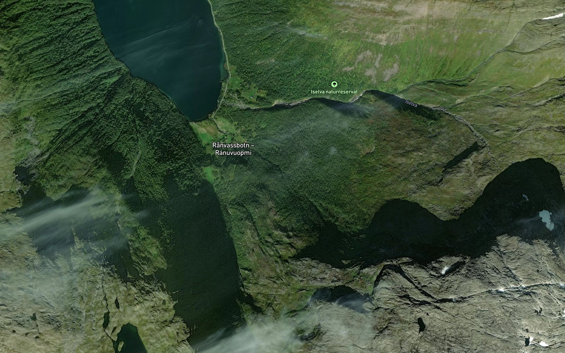 Satellite map of the Holtelva