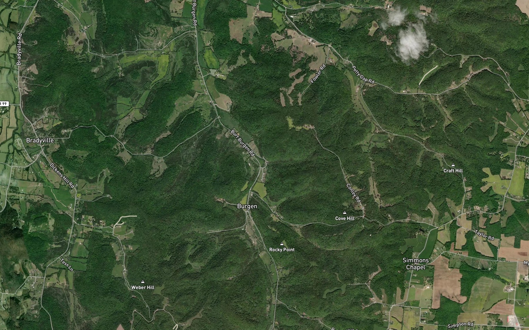 Satellite map of the Cave Branch