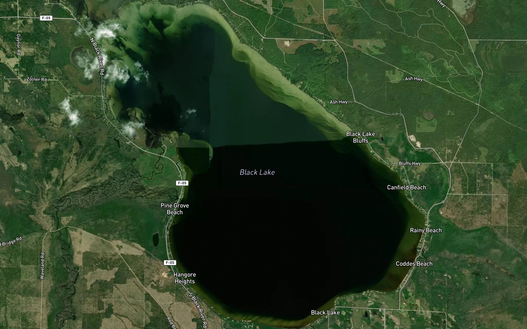 Satellite map of the Black Lake