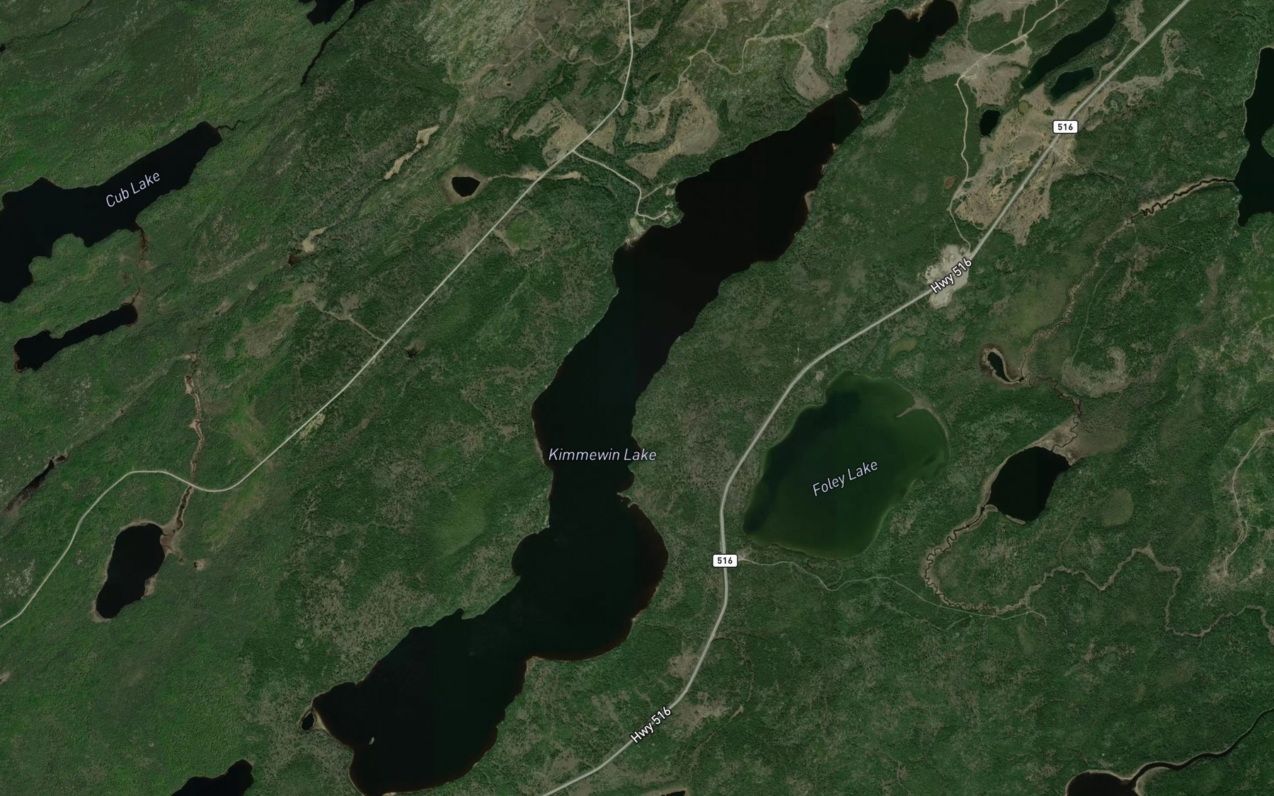 Satellite map of the Kimmewin Lake