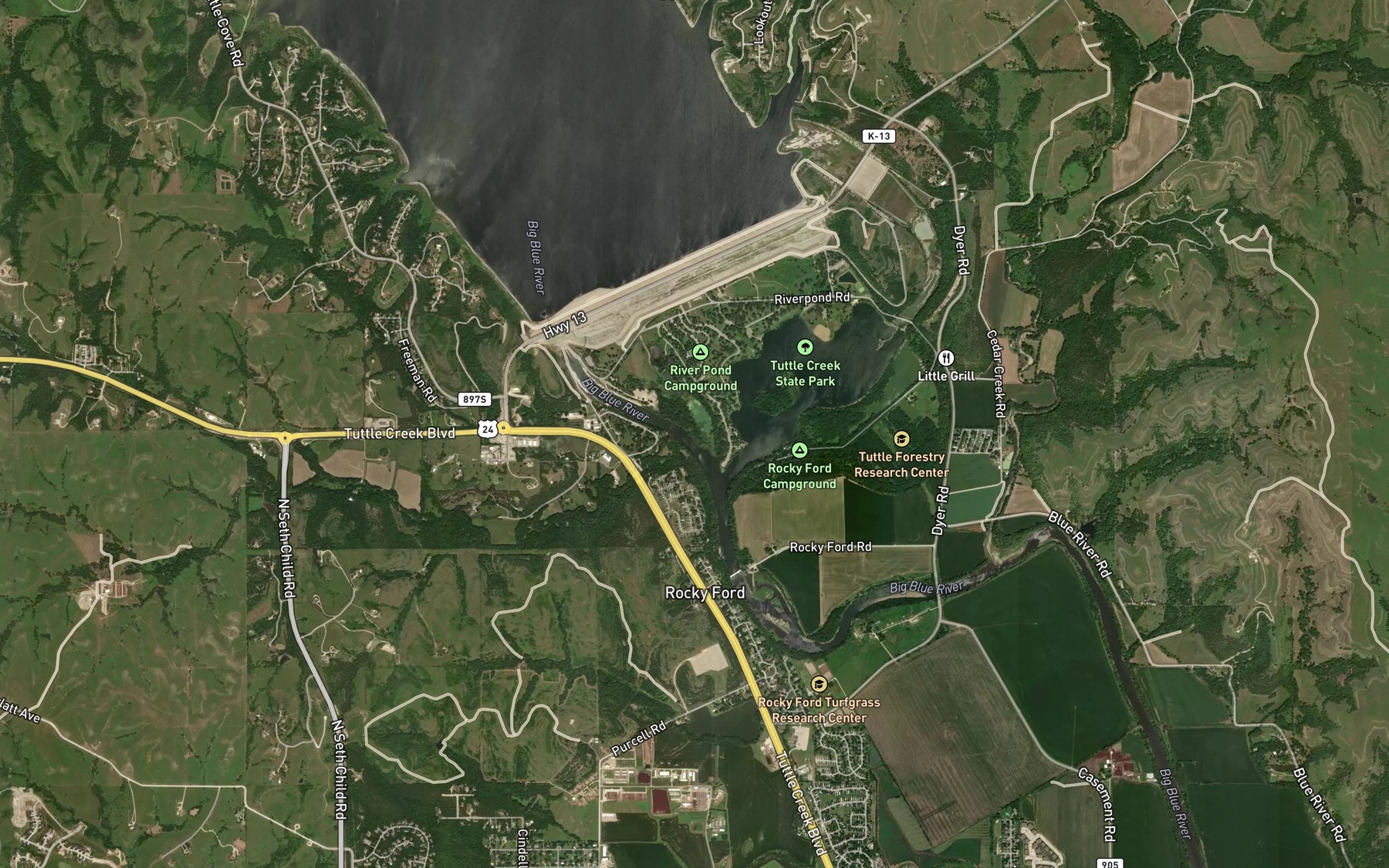 Satellite map of the Phiel Creek