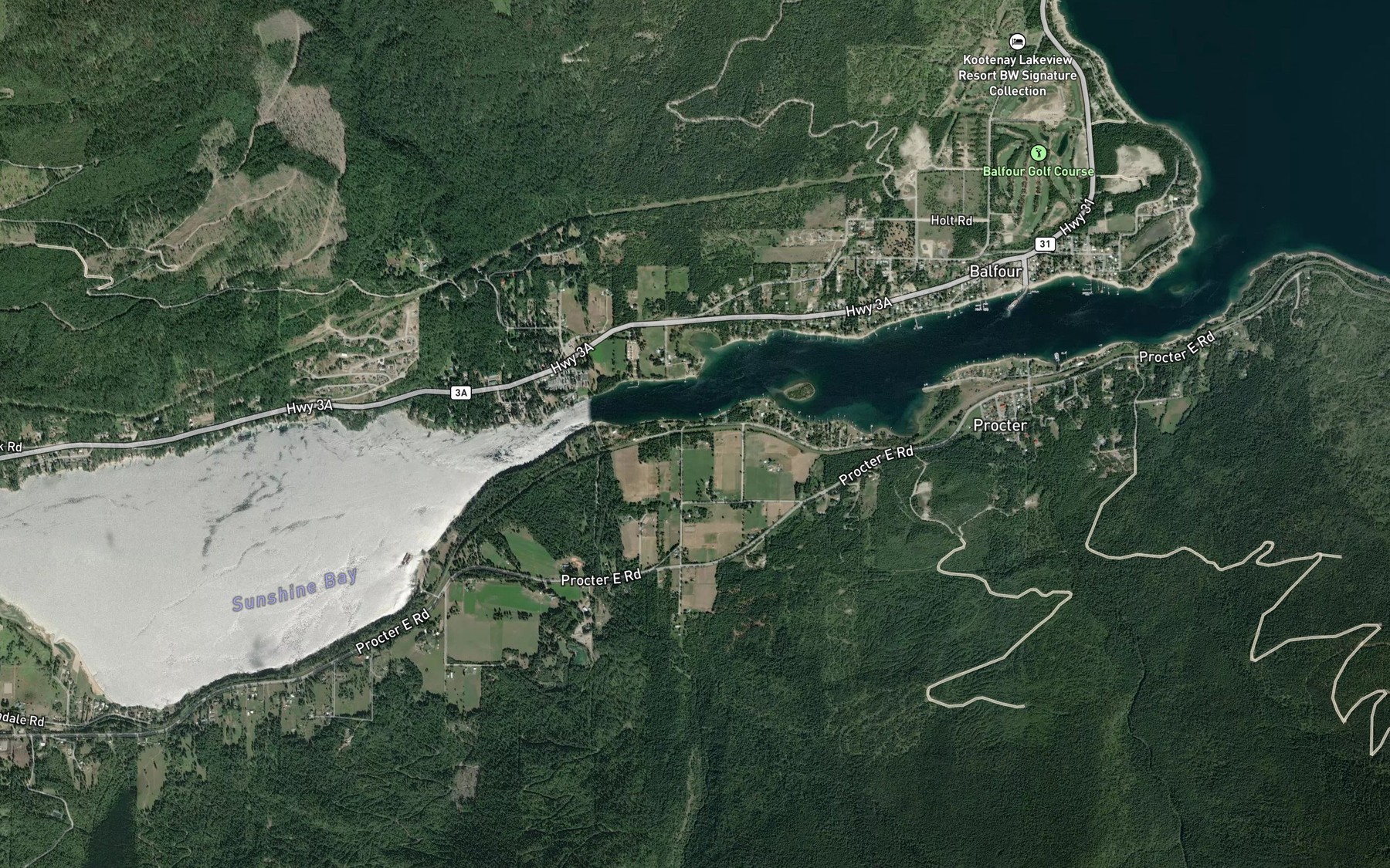 Satellite map of the Narrows Creek