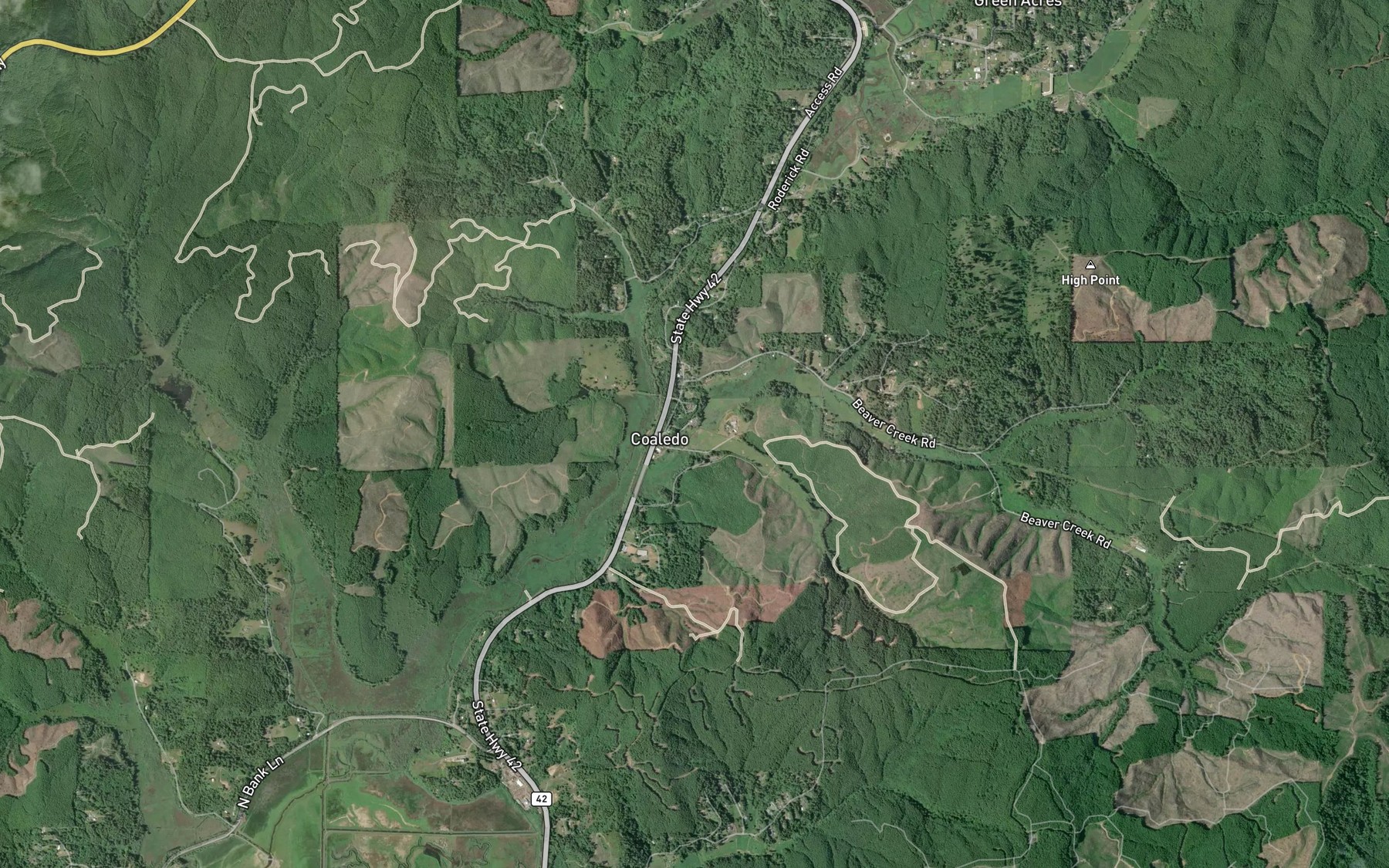 Satellite map of the Dufoe Creek