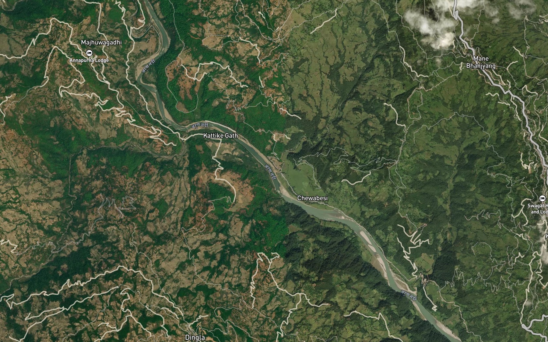 Satellite map of the Chewa Khola