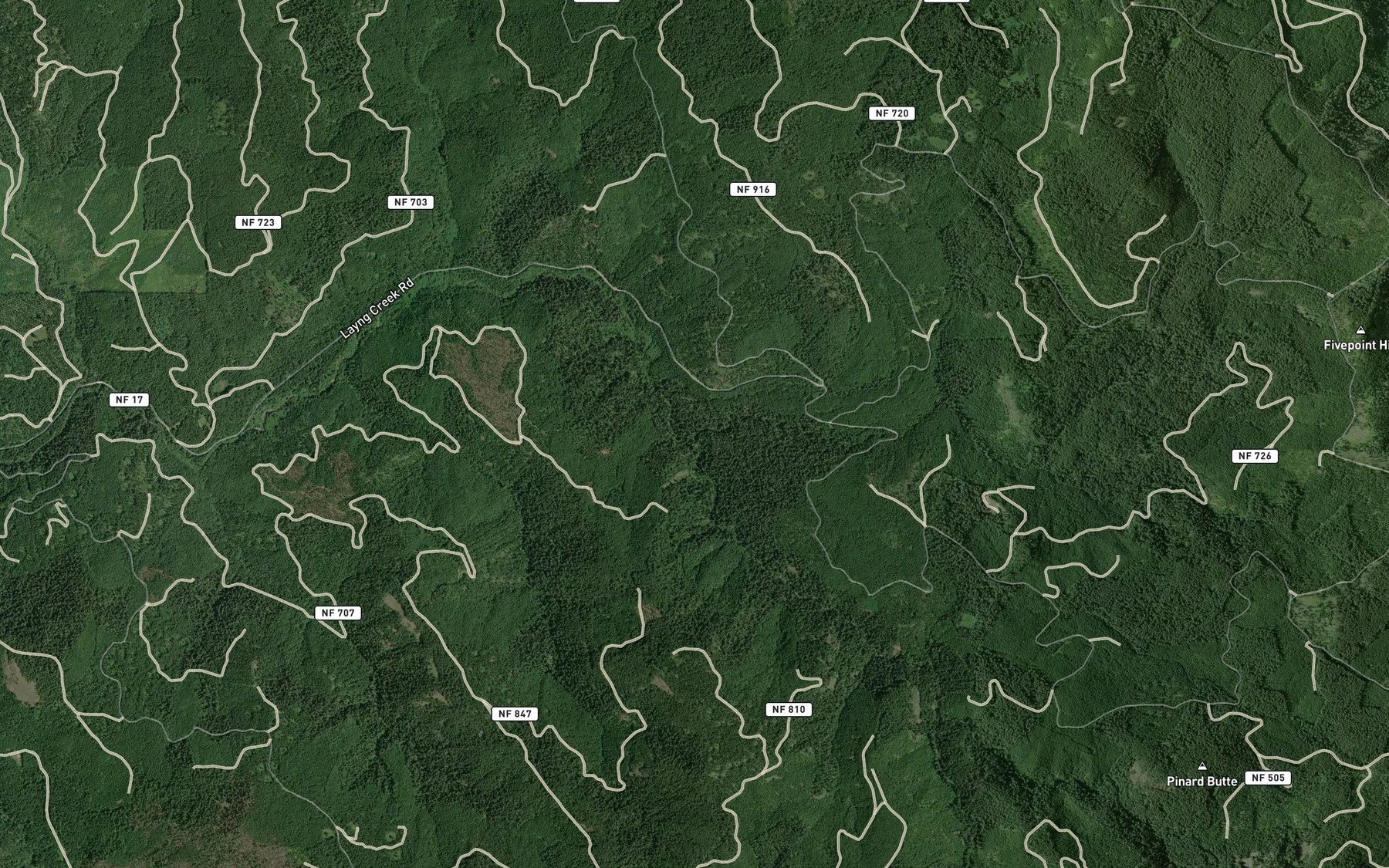 Satellite map of the Alex Creek
