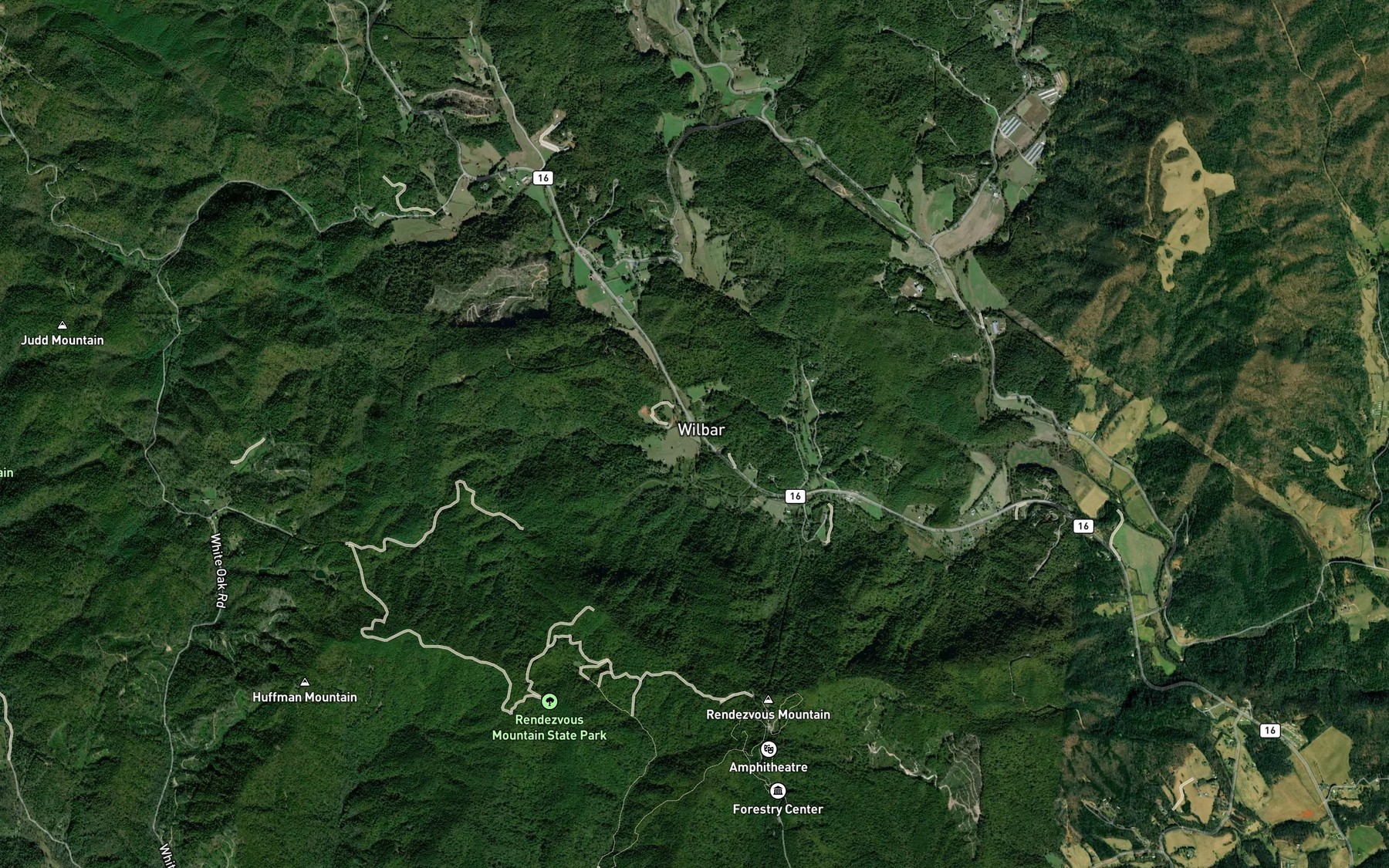 Satellite map of the Sandy Creek
