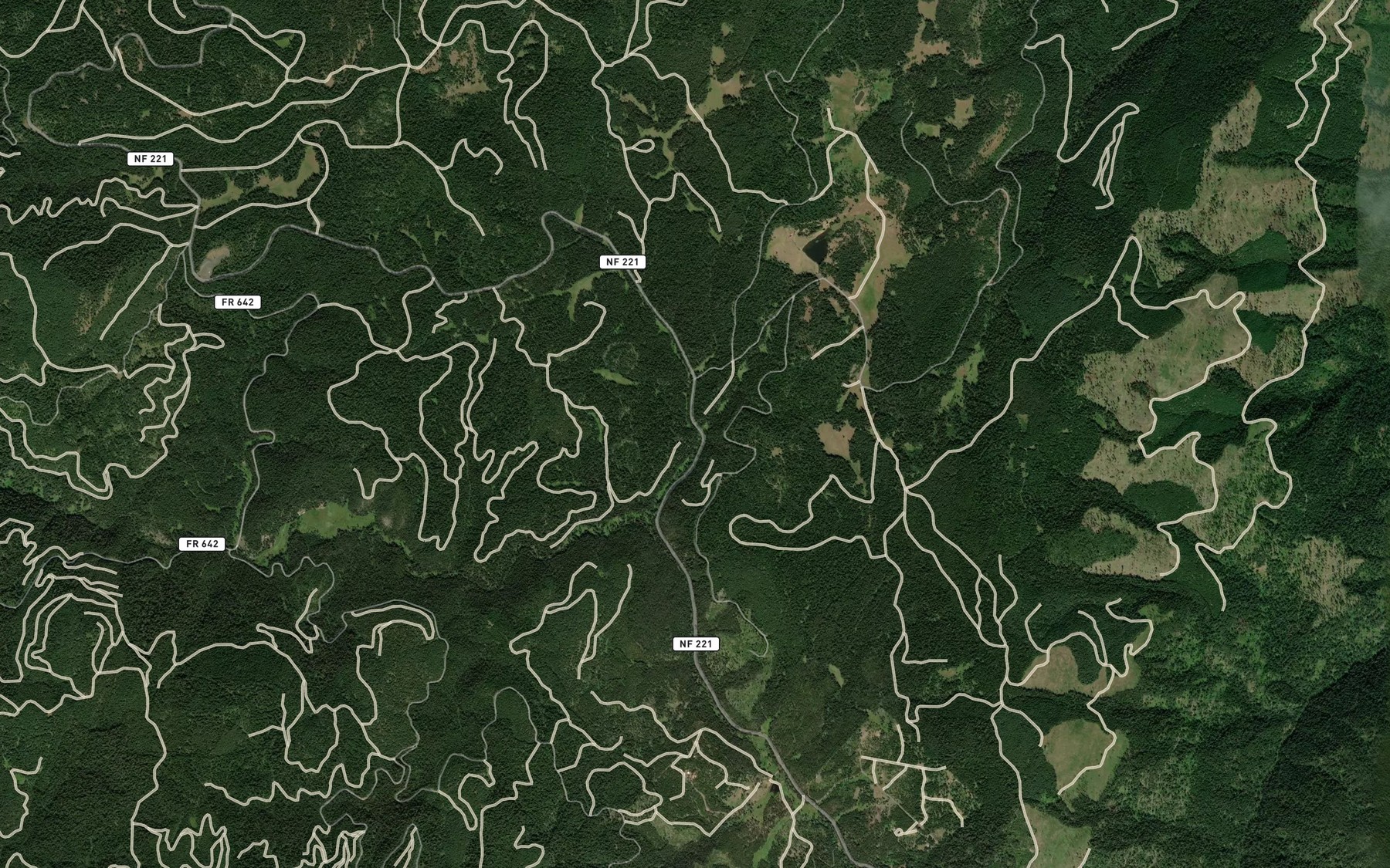 Satellite map of the Corduroy Creek