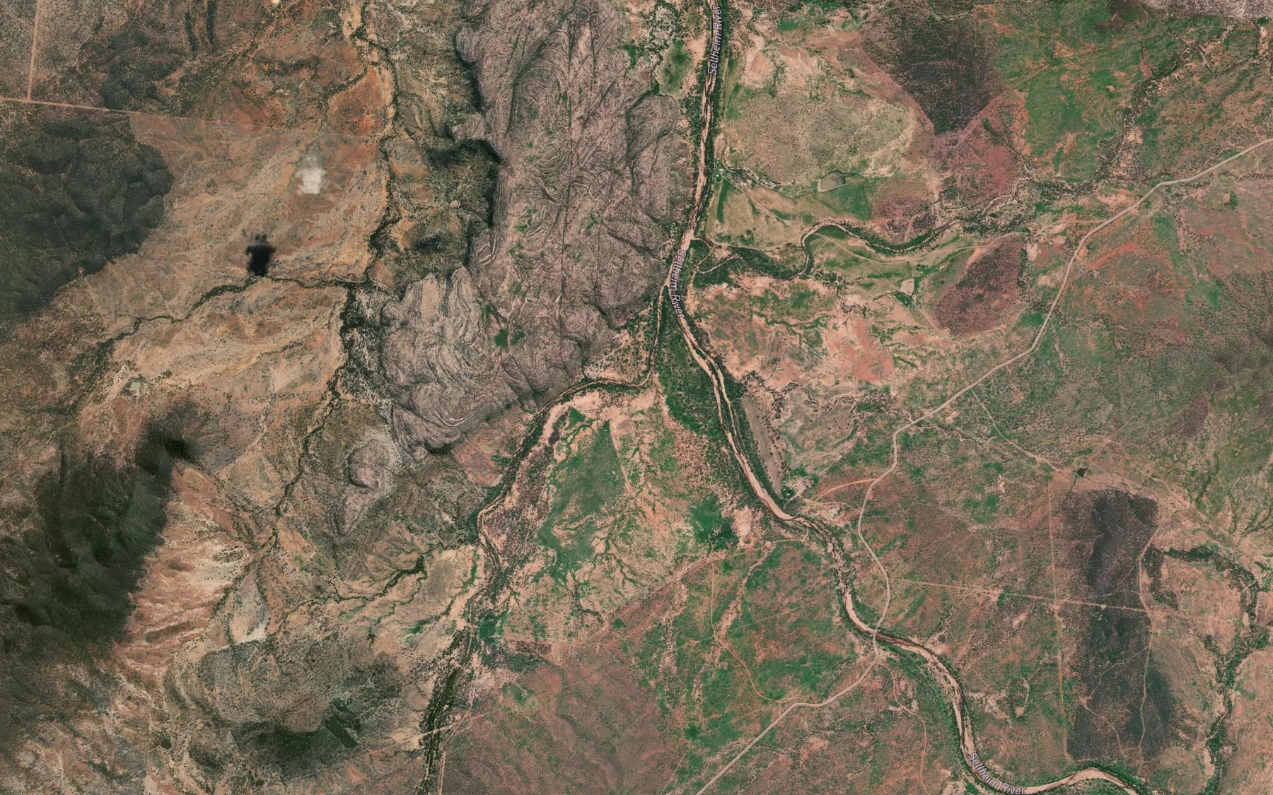 Satellite map of the Pyramid Creek