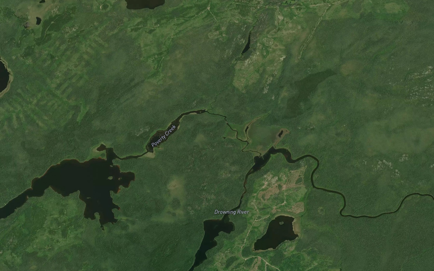 Satellite map of the Poverty Creek