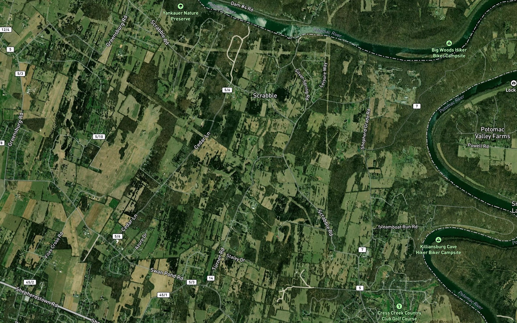 Satellite map of the Springdale Farm Spring