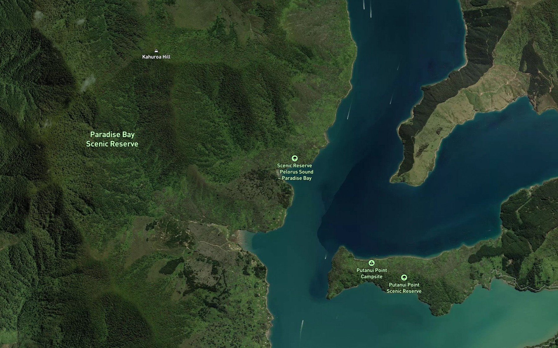 Satellite map of the Paradise Bay
