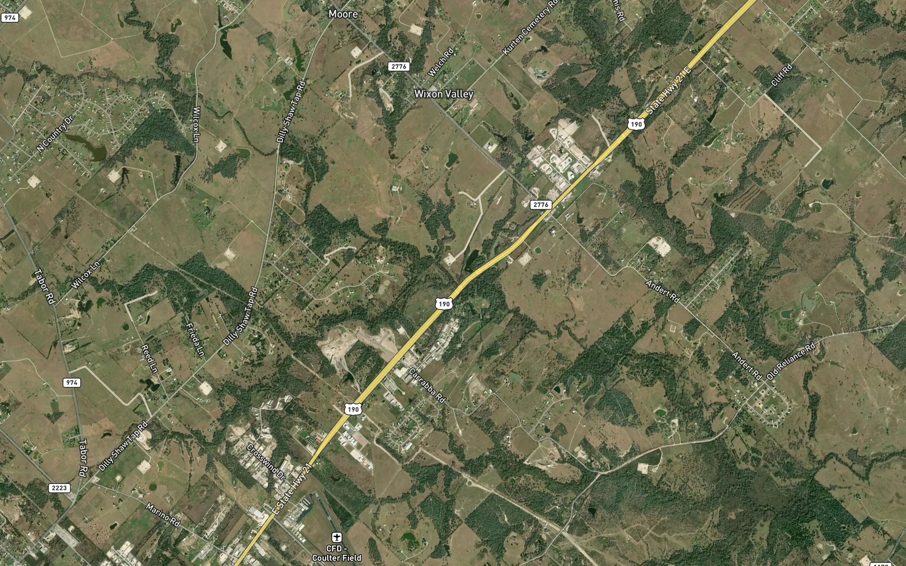 Satellite map of the Little Wickson Creek