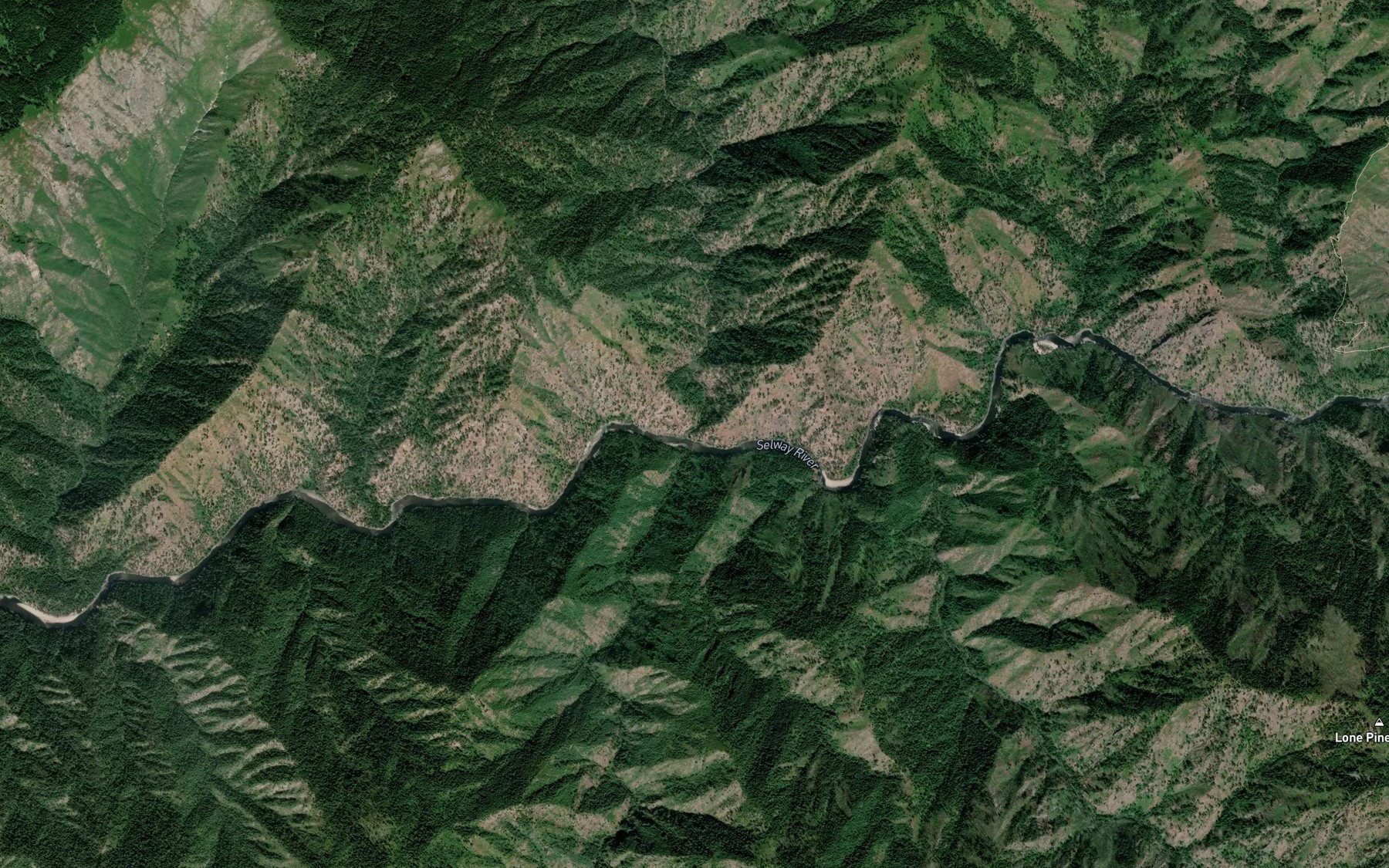 Satellite map of the Three Links Creek