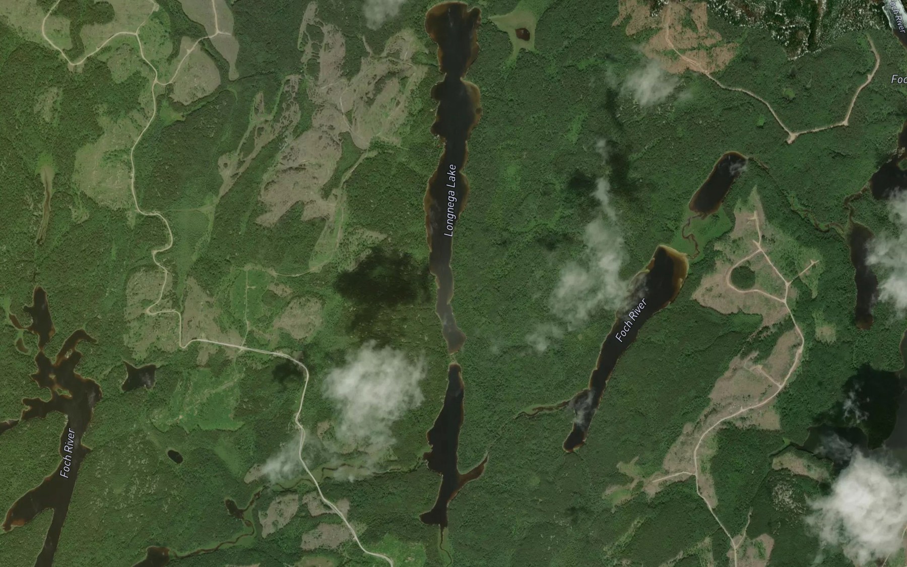Satellite map of the Longnega Lake