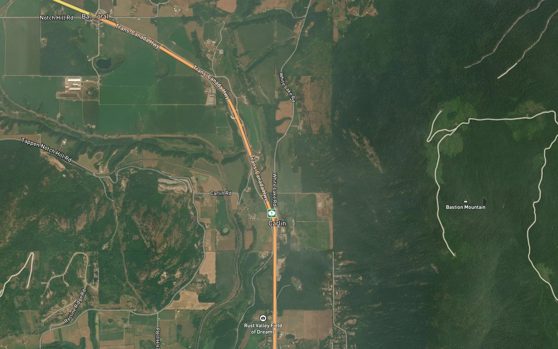 Satellite map of the Broderick Creek