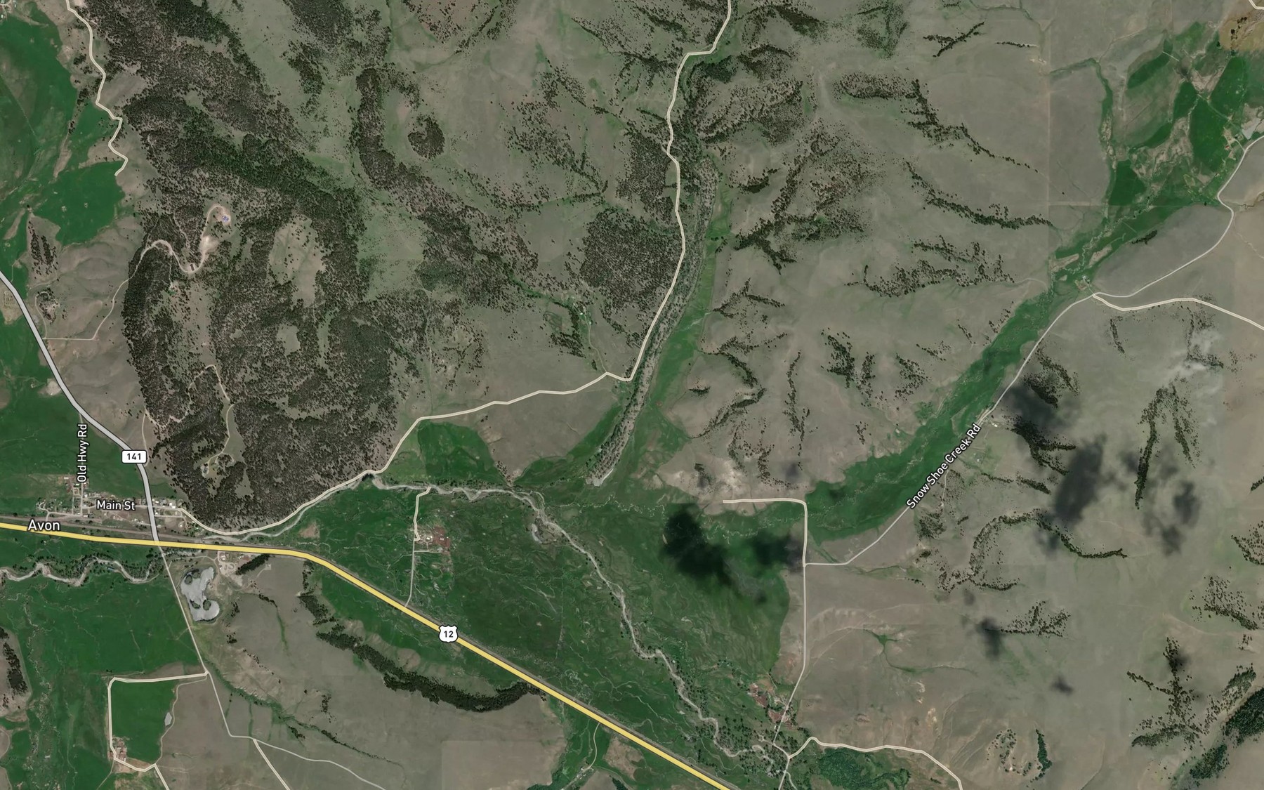 Satellite map of the Warm Spring Creek