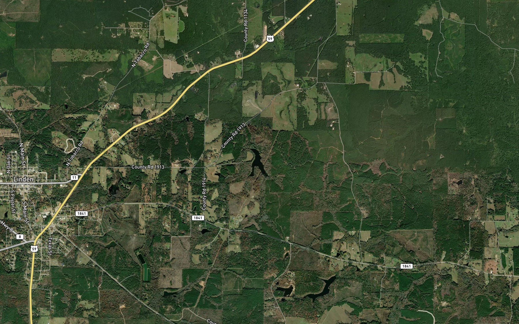 Satellite map of the Harvey Lake