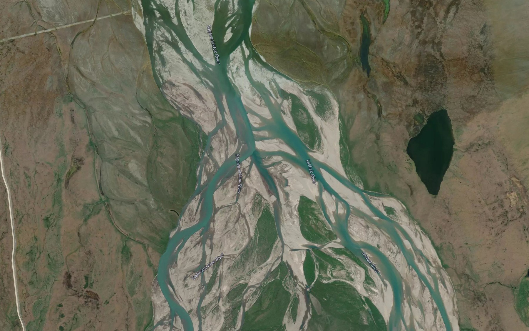 Satellite map of the Ivishak River