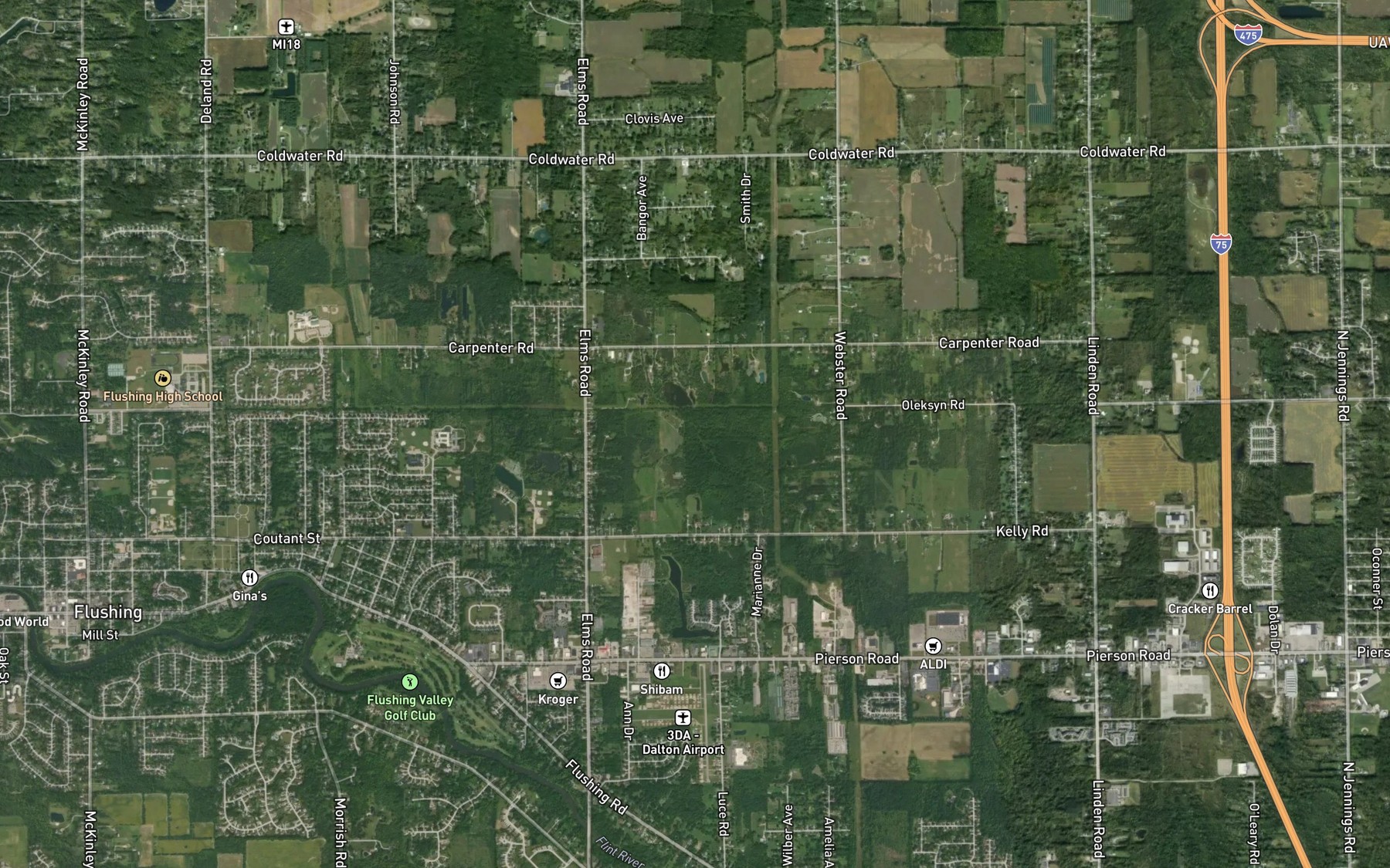 Satellite map of the Root Drain