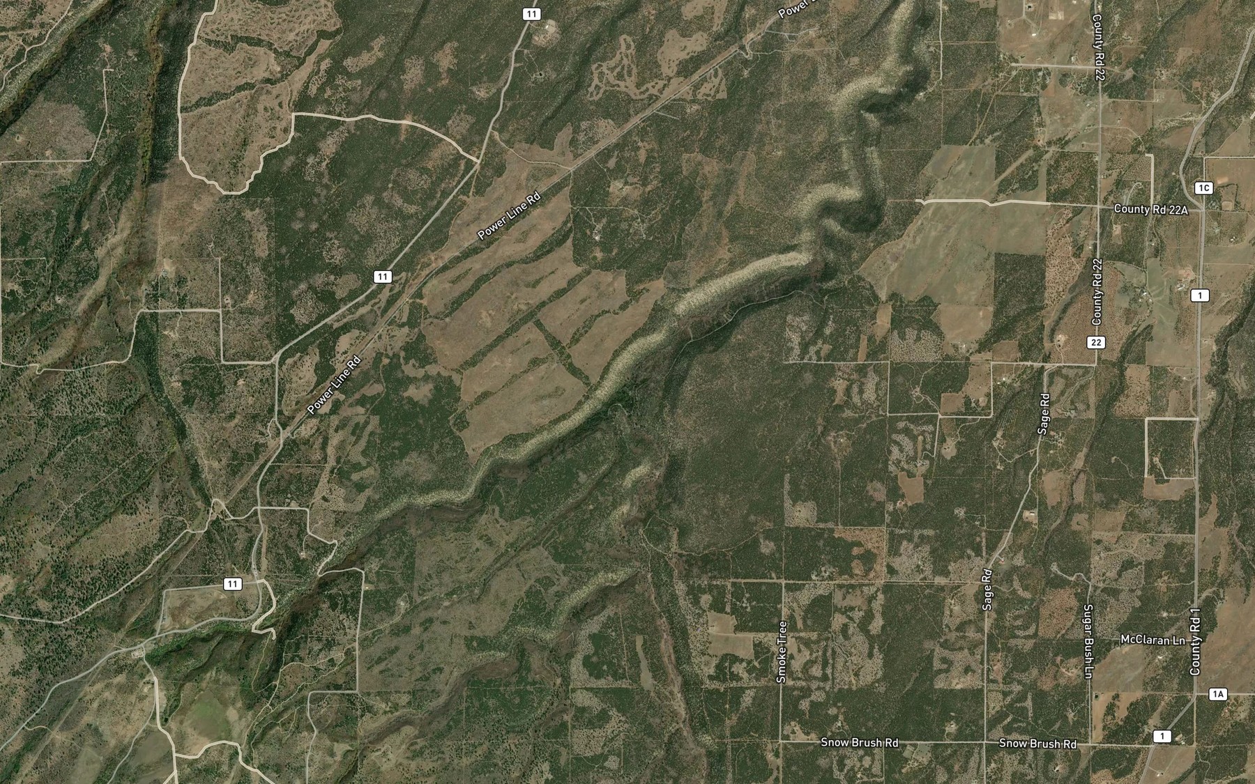 Satellite map of the West Fork Horsefly Creek