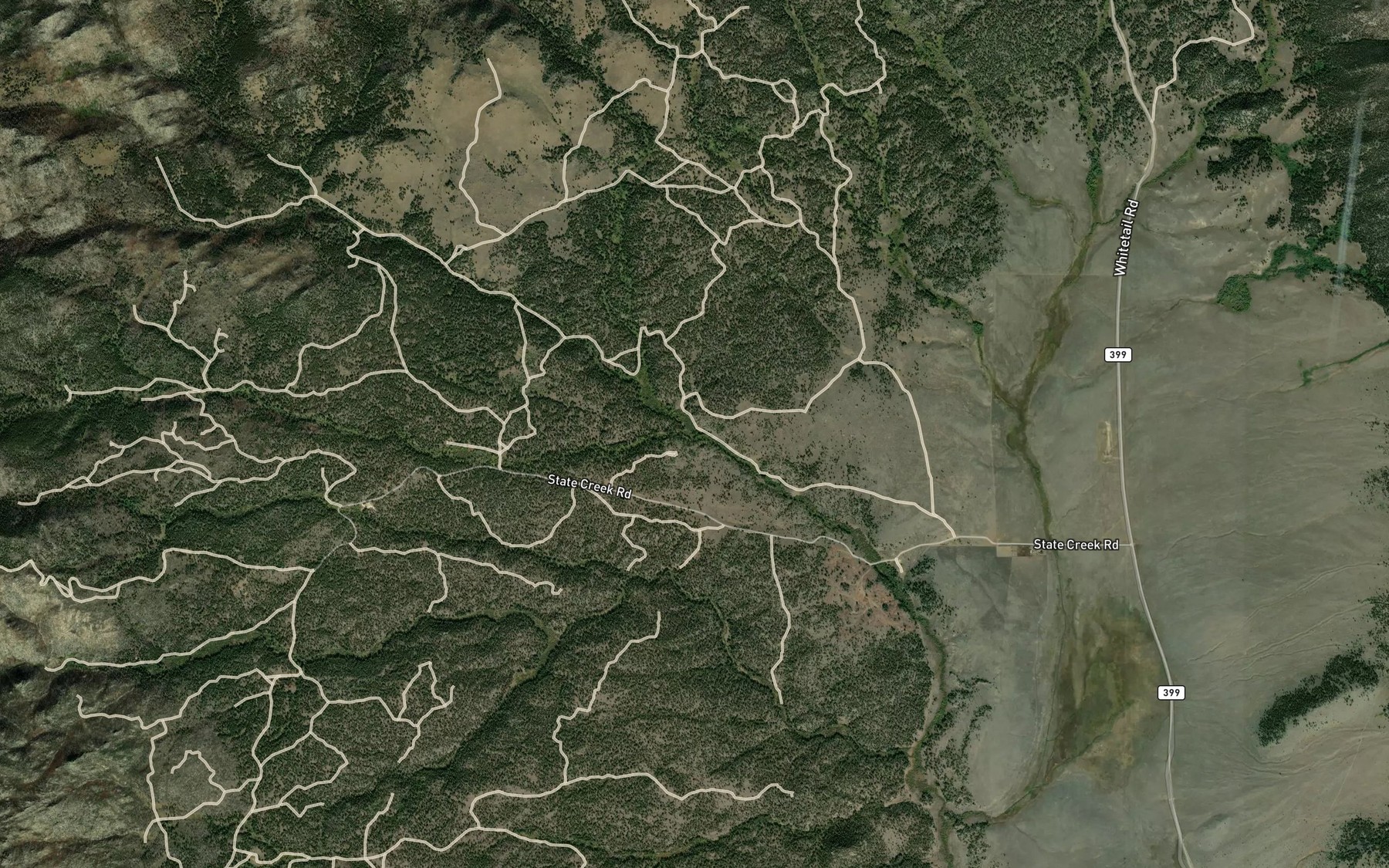 Satellite map of the Shedhorn Creek