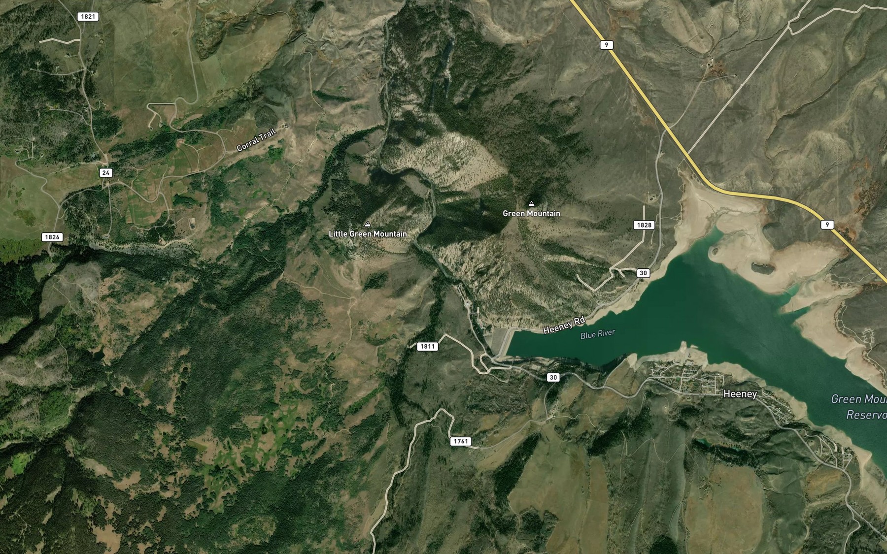 Satellite map of the Elliott Creek