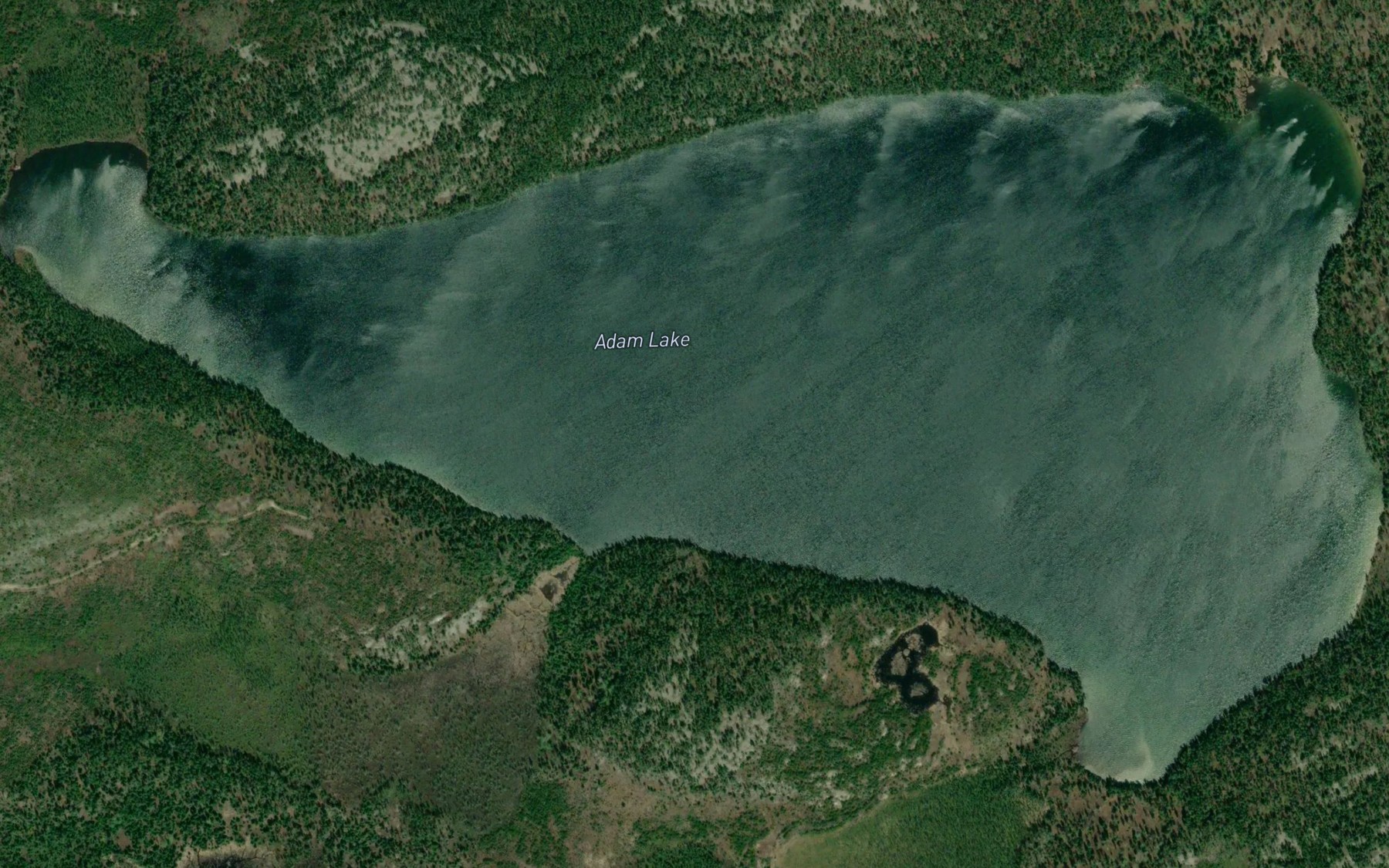 Satellite map of the Adam Lake