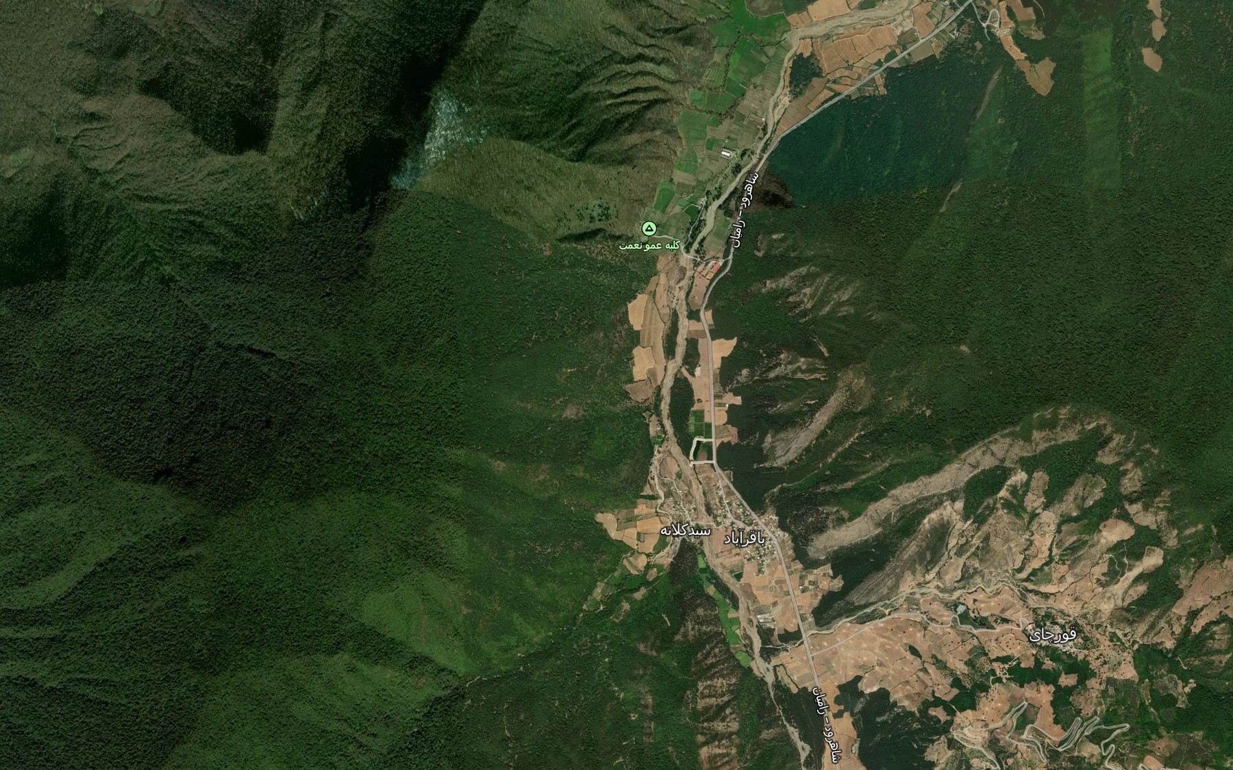 Satellite map of the Rud-e Tirom