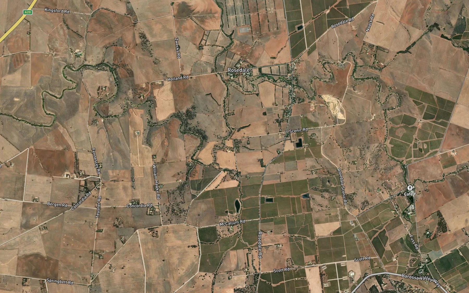 Satellite map of the Sandy Creek