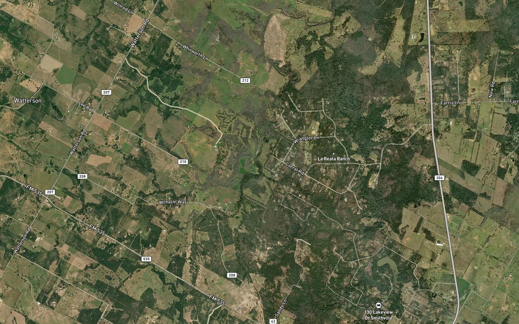 Satellite map of the Waterhole Branch