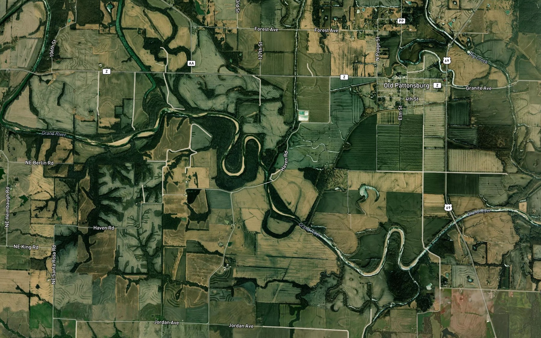 Satellite map of the Sampson Creek