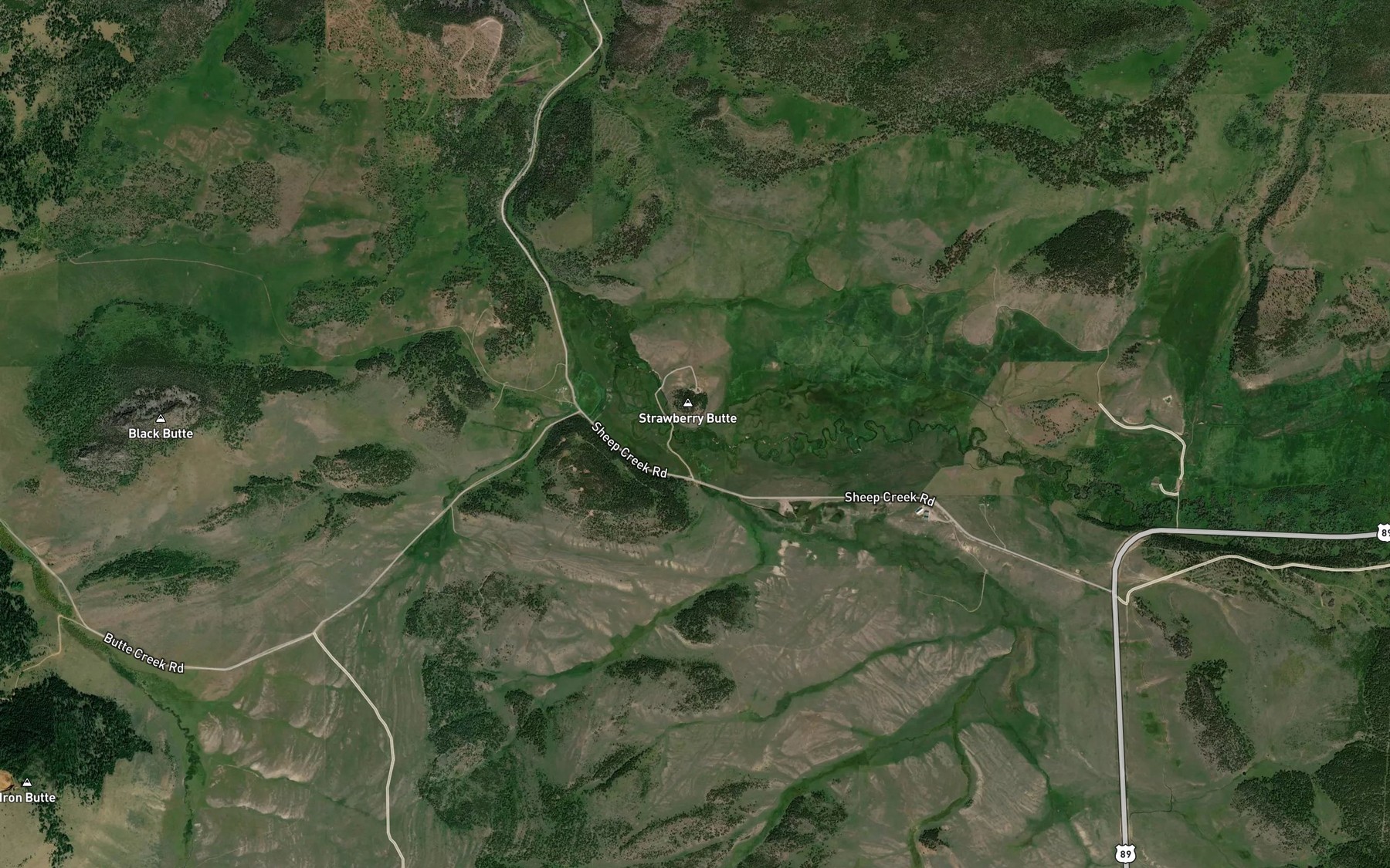 Satellite map of the Little Sheep Creek