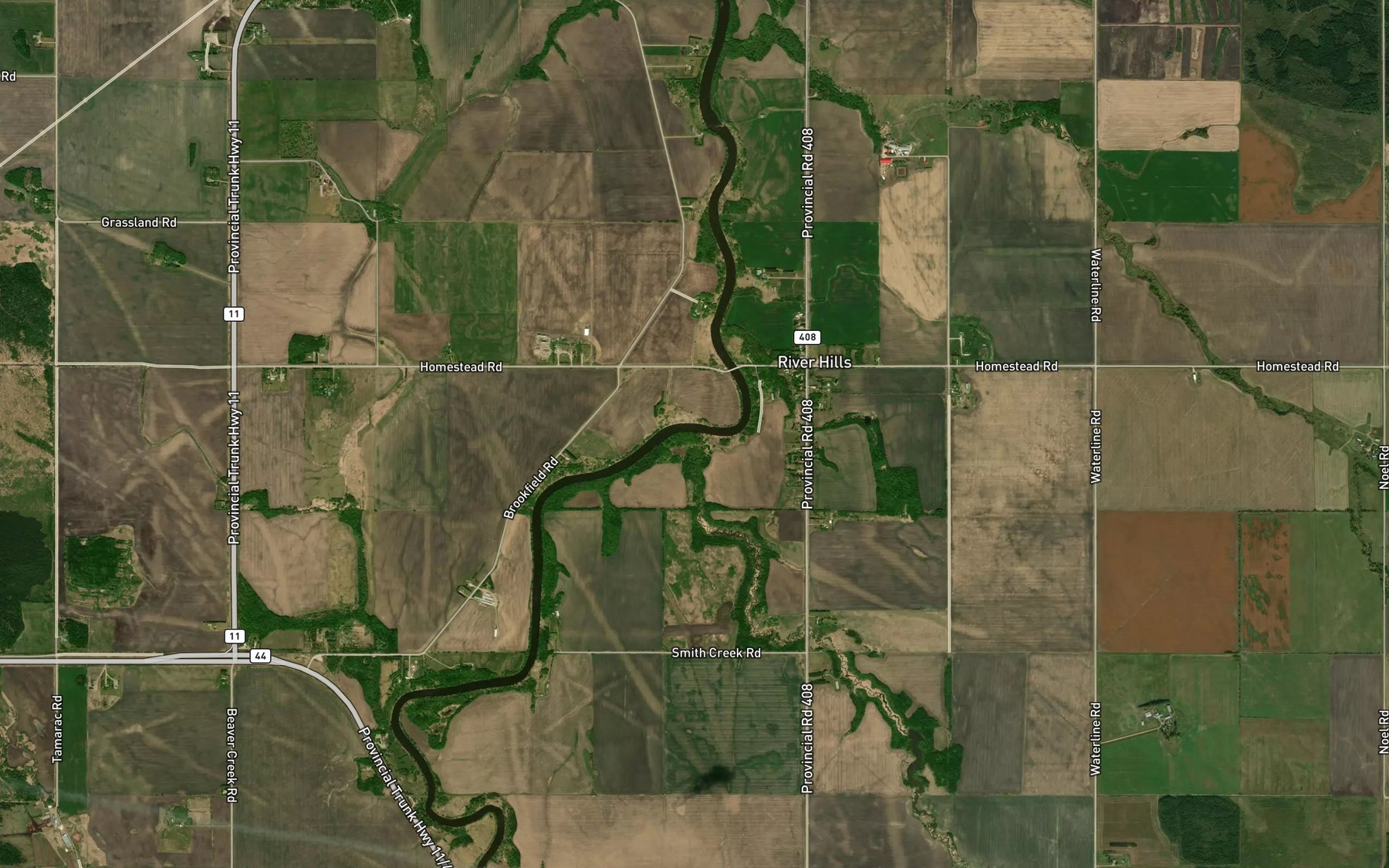 Satellite map of the Smith Creek