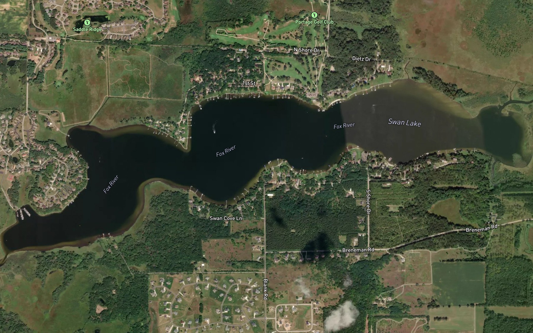 Satellite map of the Swan Lake